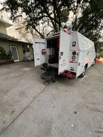 Magnet Plumbing service vehicle on-site for Faucet Repair in West Jupiter Camping Resort